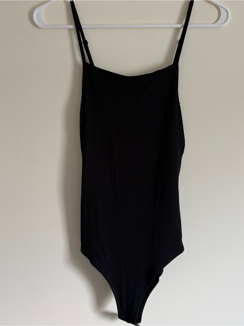wild fable Black Ribbed Scoop Spaghetti Strap Tank Bodysuit Size Small